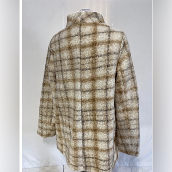 Liz Claiborne Womens Crossover Beige Plaid Loose Knit Soft Dress Coat size S - Picture 4 of 7
